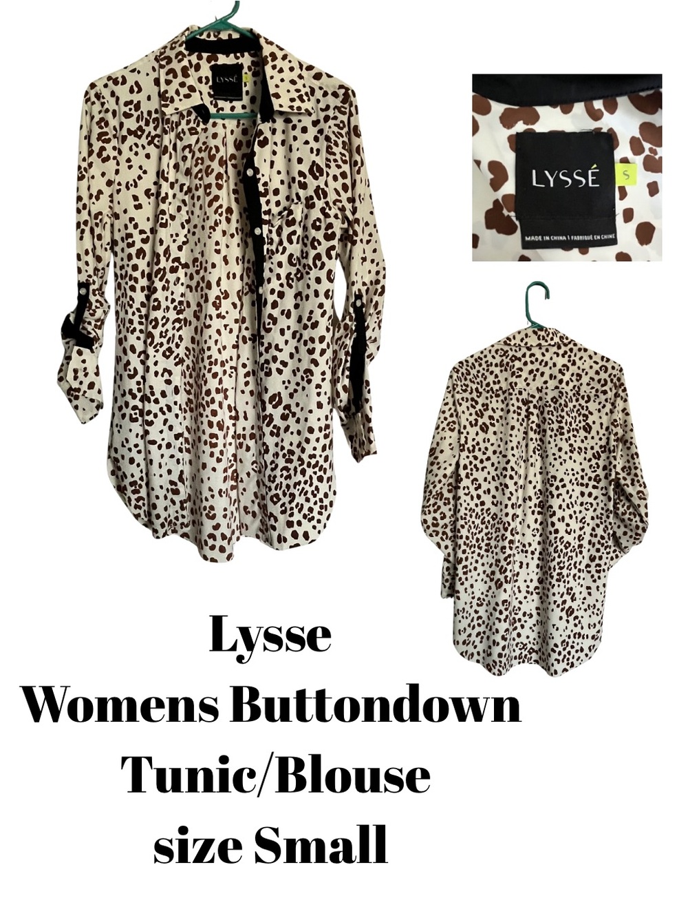 Lysse Cream and Brown Leopard Print Button-Down Tunic
